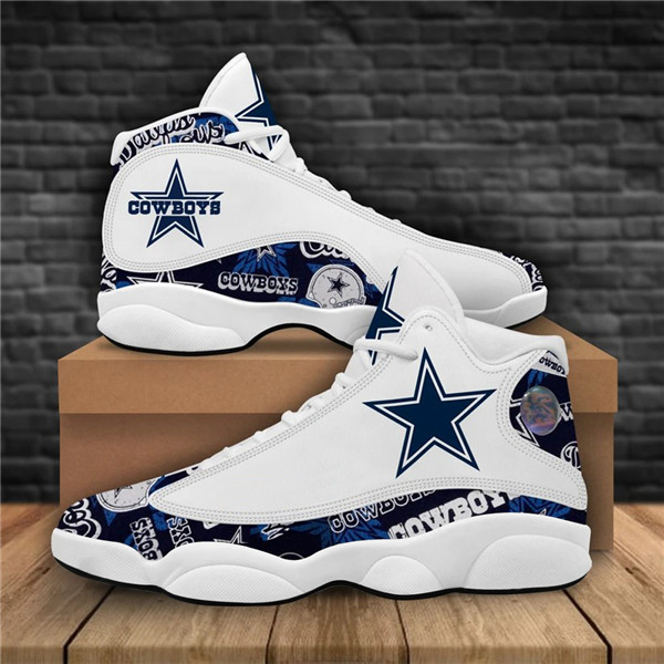 Men's Dallas Cowboys AJ13 Series High Top Leather Sneakers 007